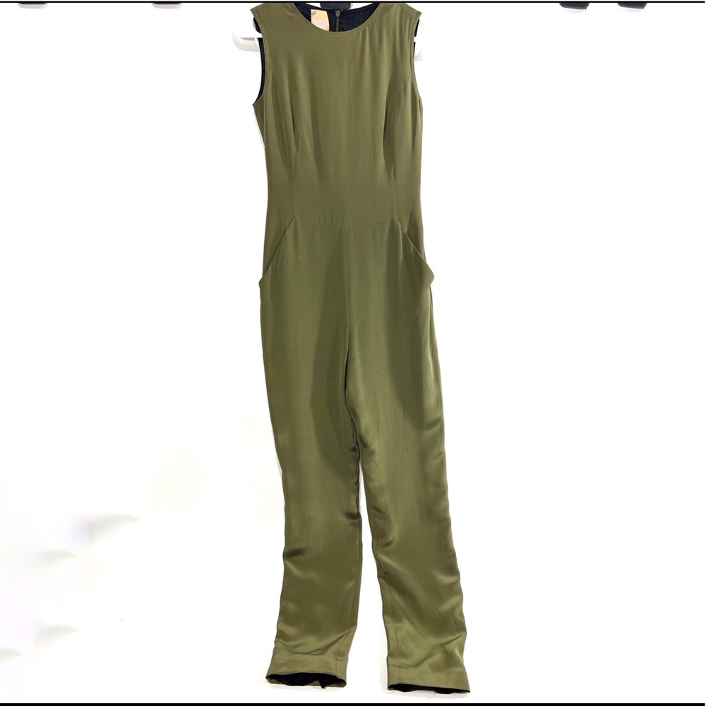 Pascal Millet Jewel-Neck Sleeveless Straight-Leg Belted Jumpsuit NWT